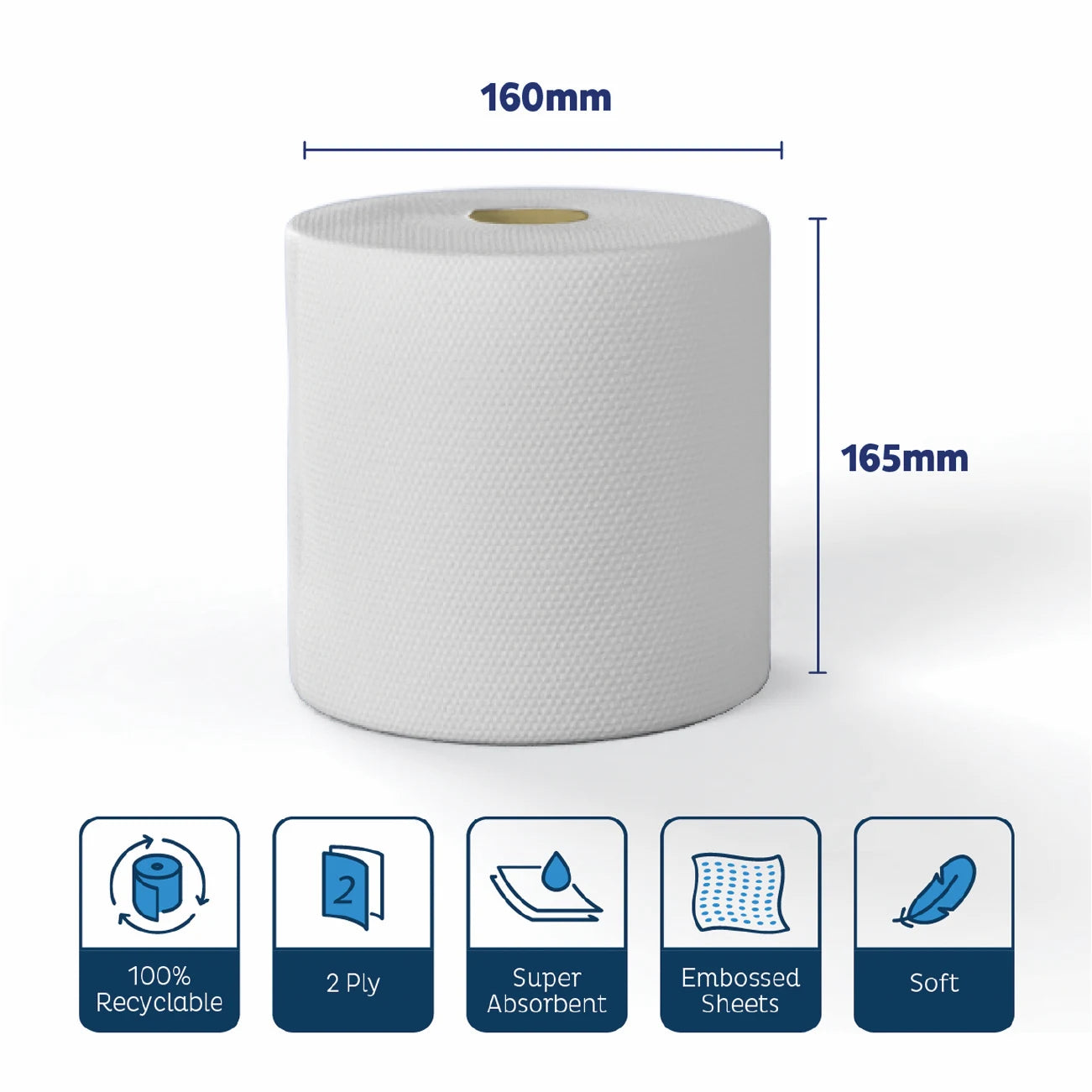 2ply Recyclable White Embossed