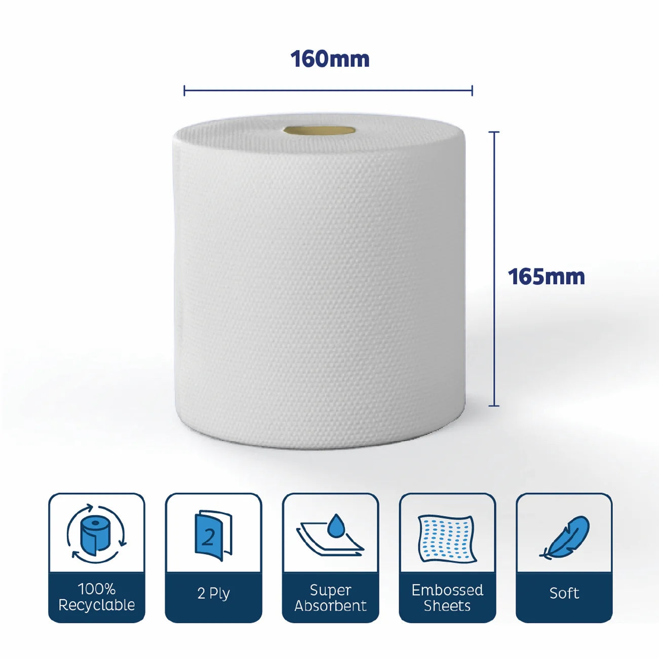 2ply embossed white centrefeed sheets