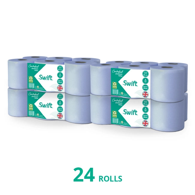 Swift Centrefeed Blue 150m Flat sheet
