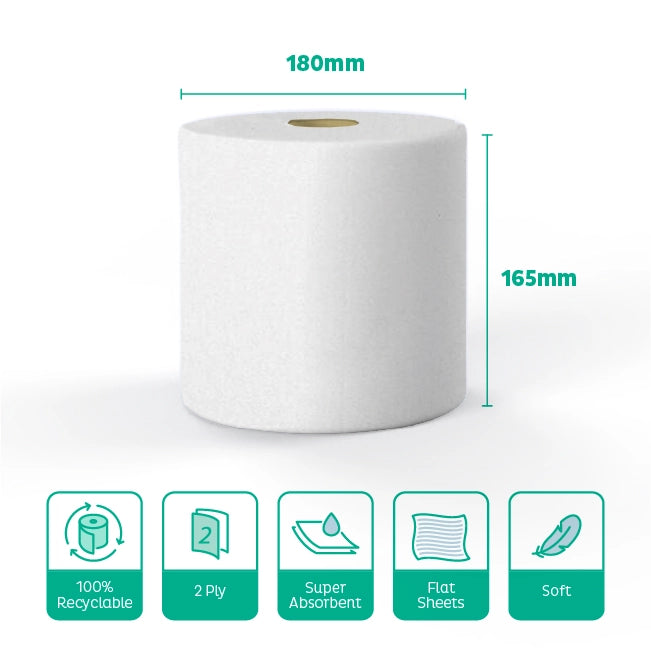 2ply white centrefeed flat sheet