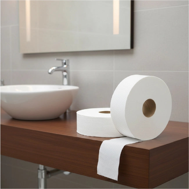 Mini jumbo toilet rolls embossed bulk value