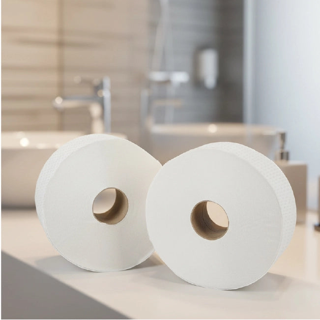 Mini jumbo toilet rolls embossed bulk value