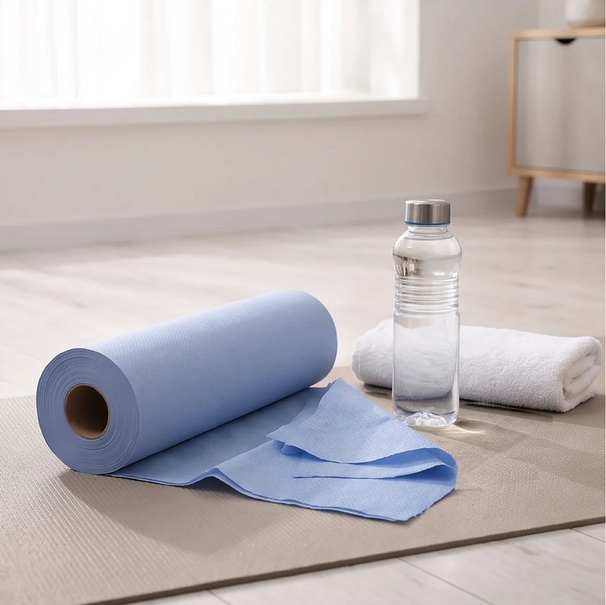 Velor Hygiene Rolls, Blue, 2-ply, 18 Rolls (1 pack), 40 Metres / 80 Sheets per Roll, Sheet Size: 50 cm x 25cm