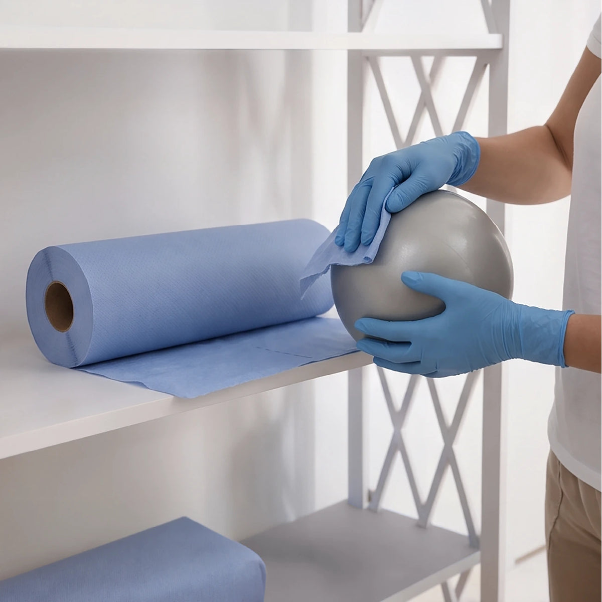 Velor Hygiene Rolls, Blue, 2-ply, 18 Rolls (1 pack), 40 Metres / 80 Sheets per Roll, Sheet Size: 50 cm x 25cm