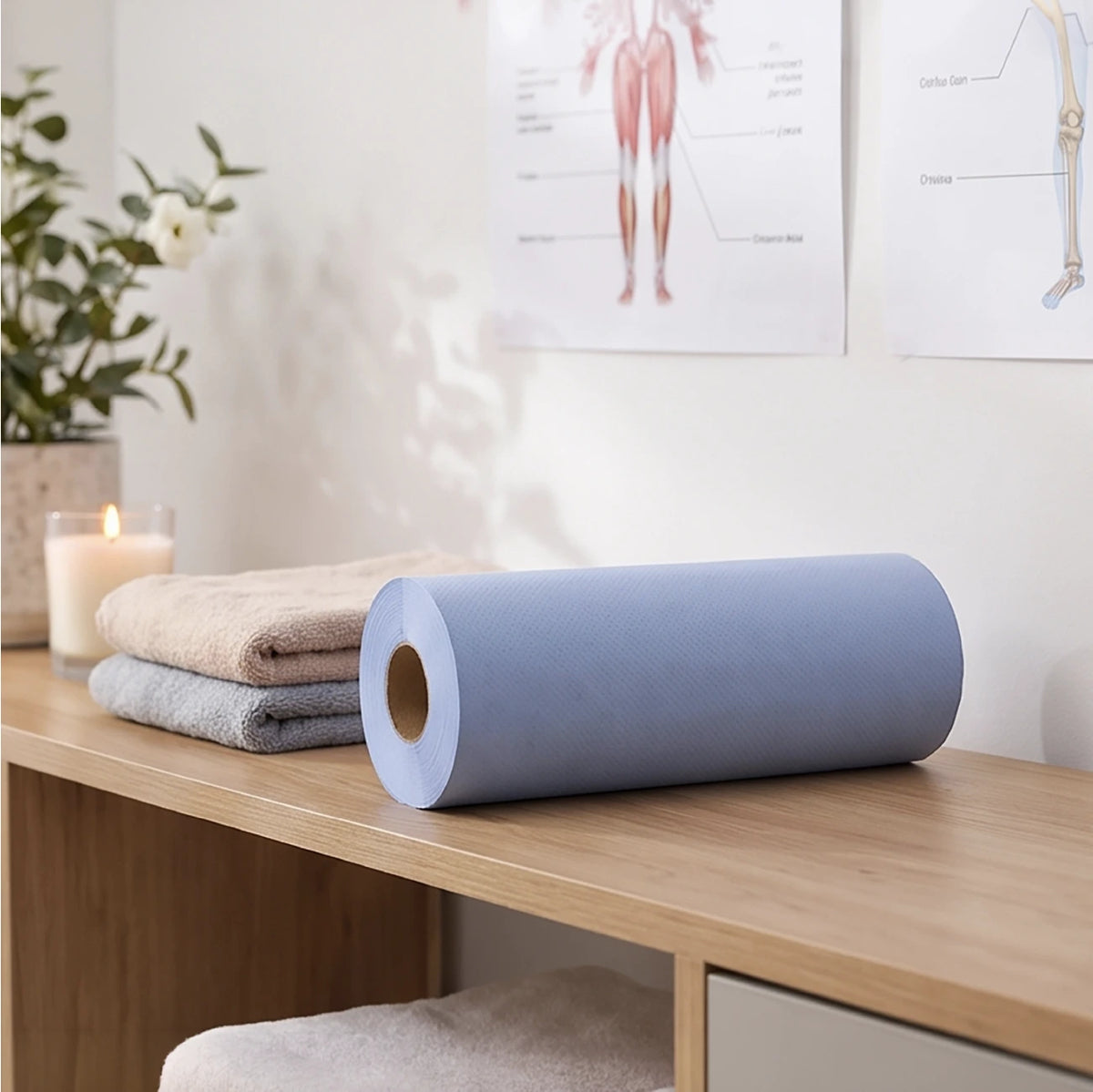 Velor Hygiene Rolls, Blue, 2-ply, 18 Rolls (1 pack), 40 Metres / 80 Sheets per Roll, Sheet Size: 50 cm x 25cm