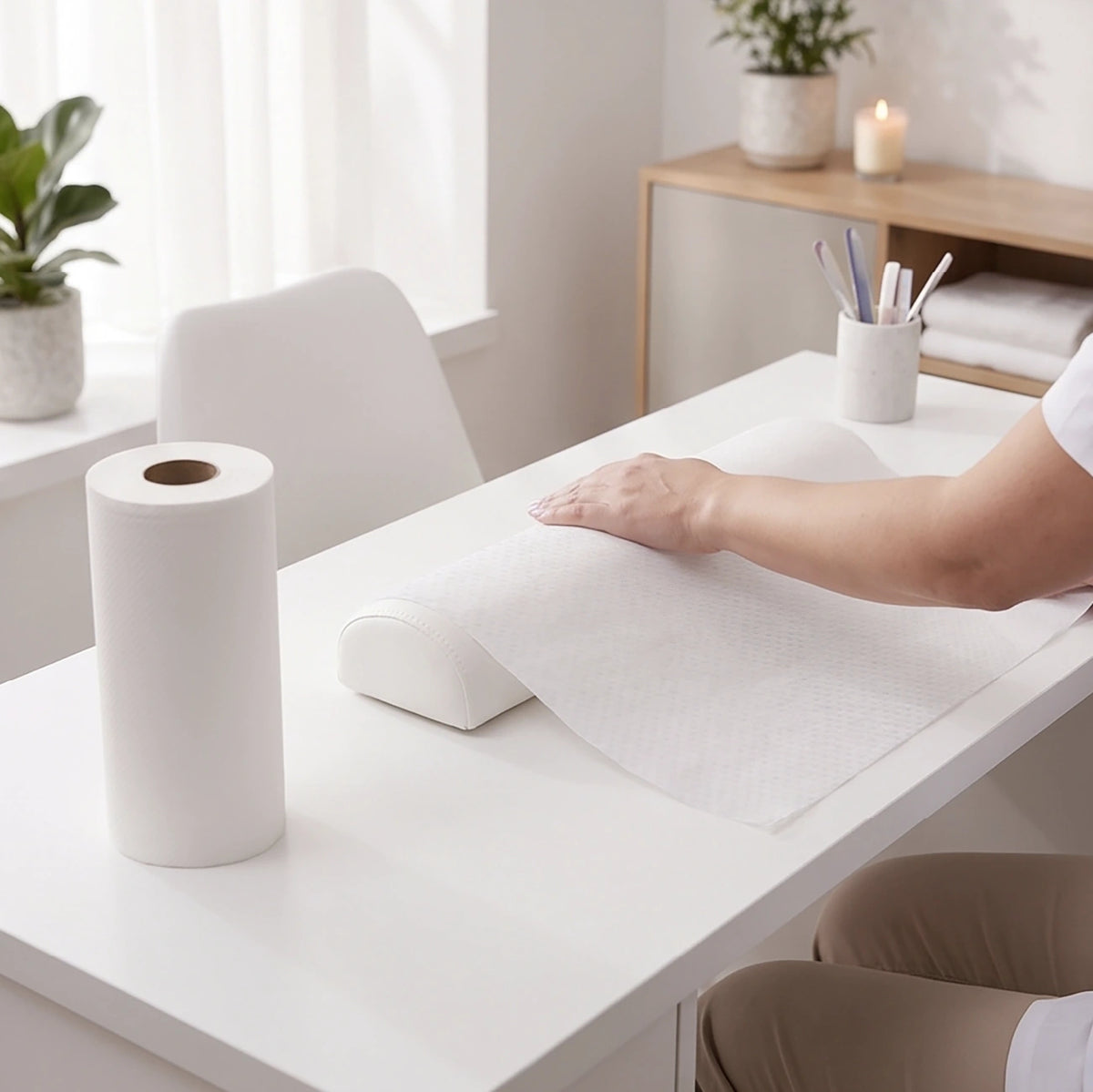 Velor Hygiene Rolls, white, 2-ply, 18 Rolls (1 pack), 40 Metres / 80 Sheets per Roll, Sheet Size: 50 cm x 25 cm