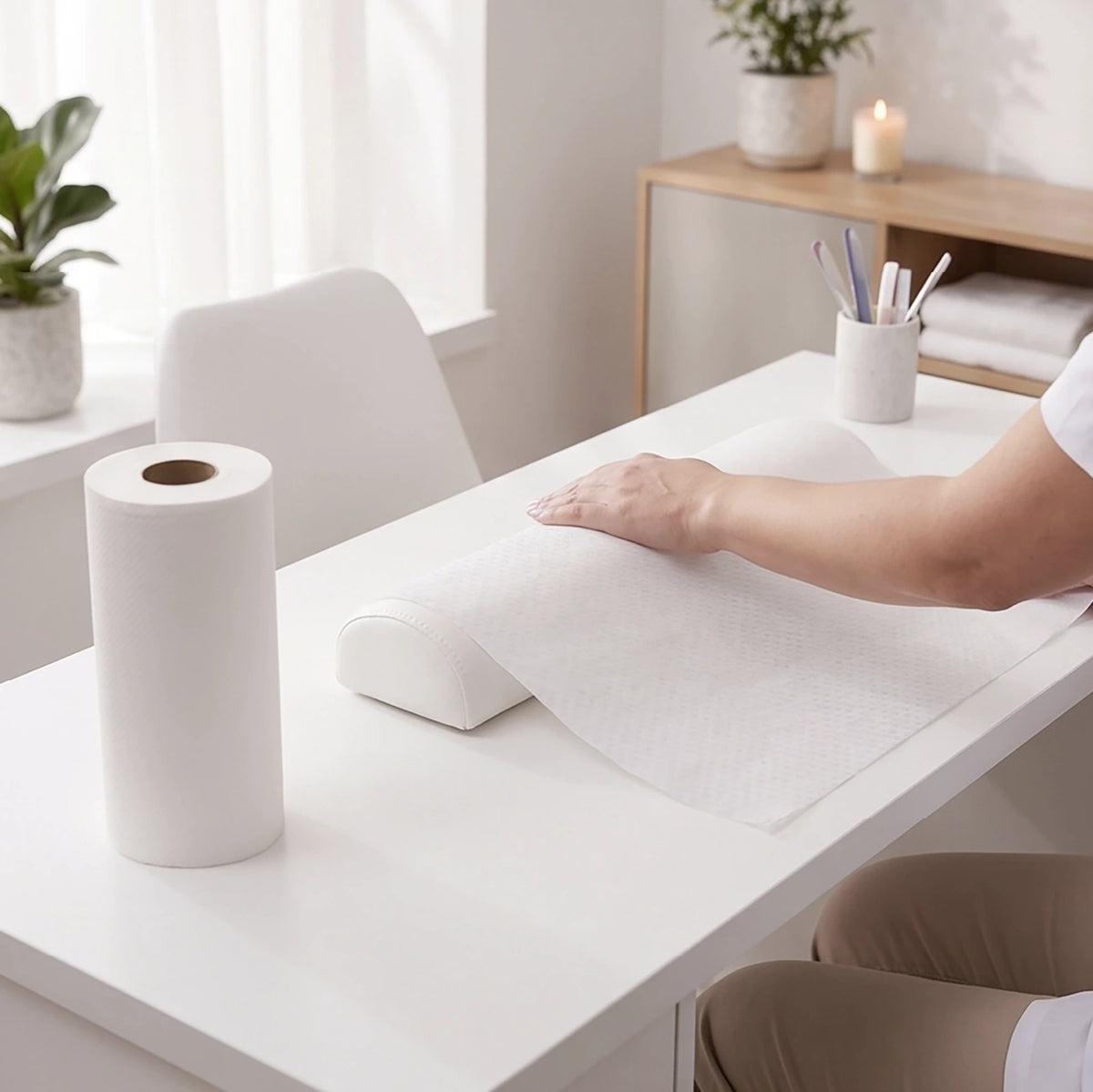 Velor Hygiene Rolls, white, 2-ply, 18 Rolls (1 pack), 50 Metres / 100 Sheets per Roll, Sheet Size: 50 cm x 25 cm