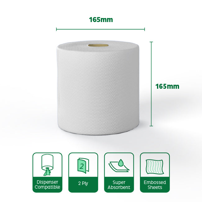 Velor Centrefeed White Embossed - 24 Rolls