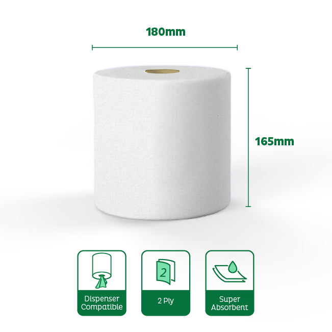 Velor Centrefeed White 150m Flat sheet