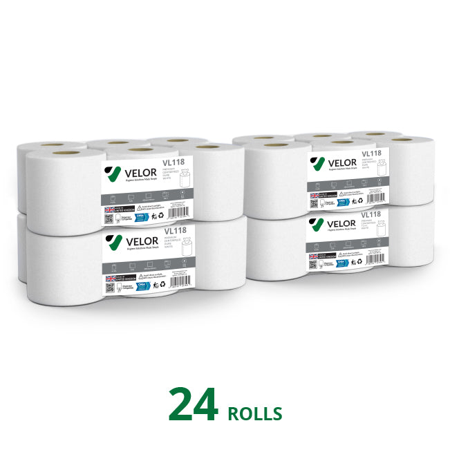 Velor Centrefeed White 150m Flat sheet