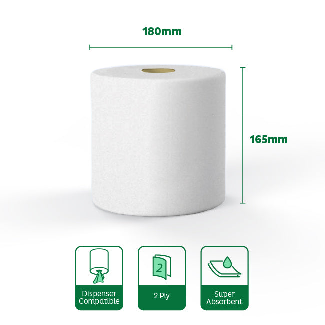 Velor Centrefeed White 150m Flat sheet