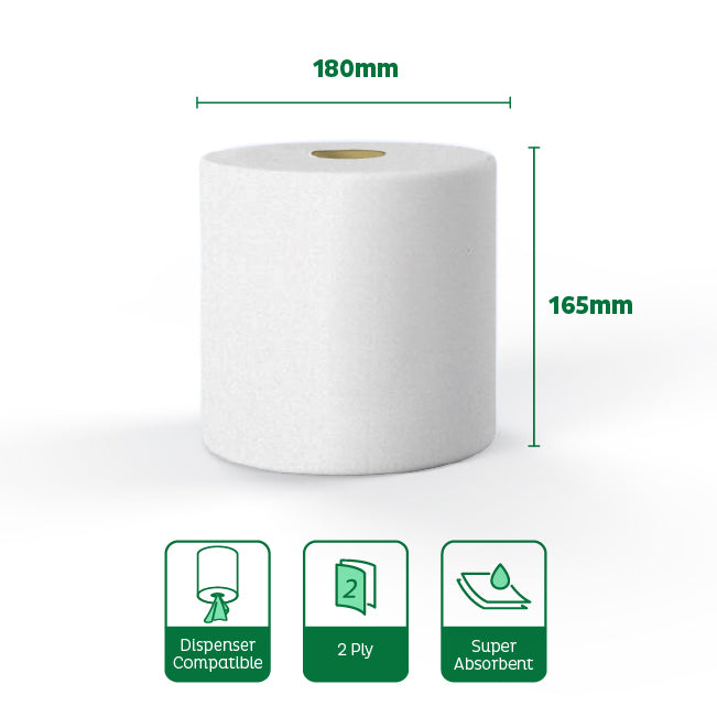 Velor Centrefeed White 150m Flat sheet