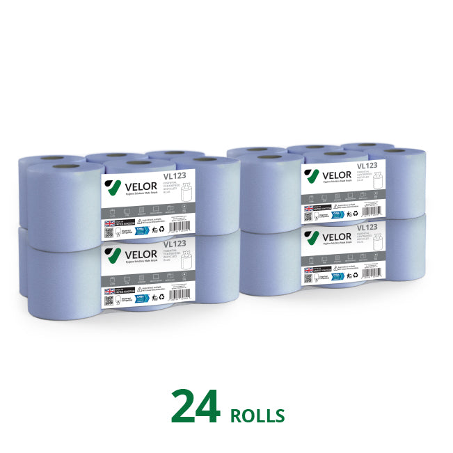 Velor Centrefeed Blue Embossed - 24 PACKS