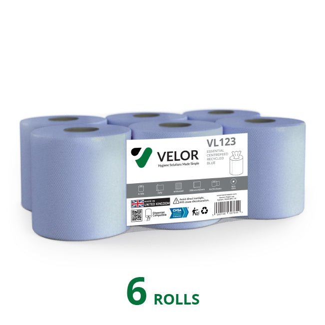Velor Centrefeed Blue Embossed - 12 PACKS