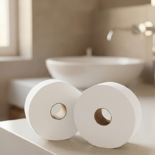 Velor Mini Jumbo Toilet Rolls Embossed - 12 Rolls