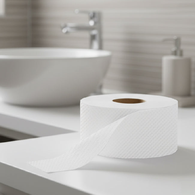Velor Mini Jumbo Toilet Rolls Embossed - 12 Rolls