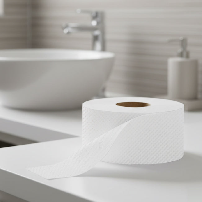 Velor Mini Jumbo Toilet Rolls Embossed - 24 Rolls