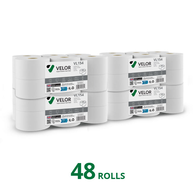 Velor Mini Jumbo Toilet Rolls Embossed - 24 Rolls