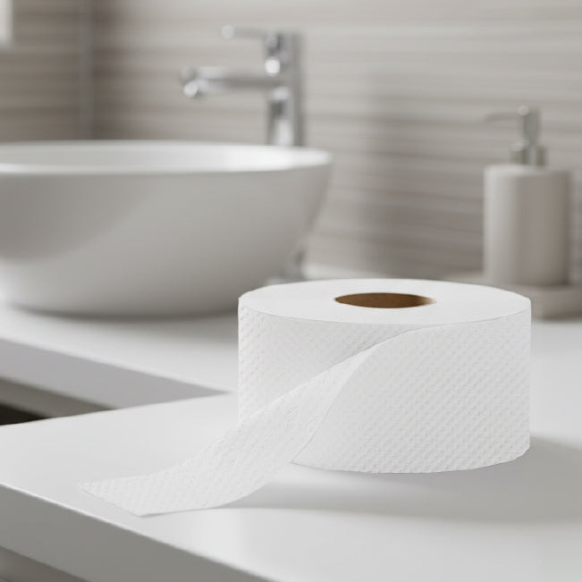 Velor Mini Jumbo Toilet Rolls Embossed - 48 Rolls