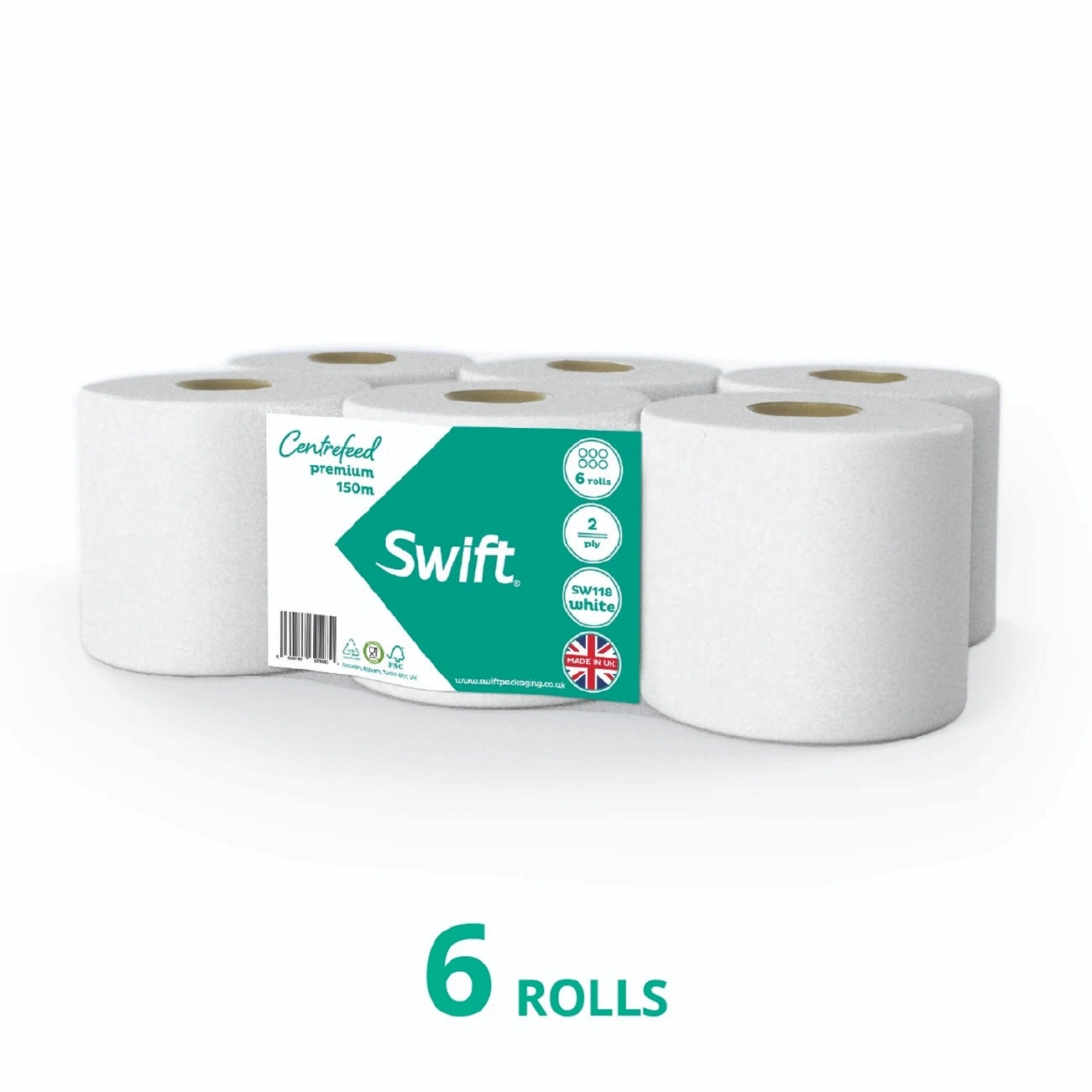 white embossed flat sheet 6 roll