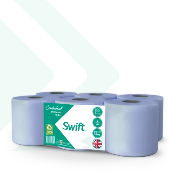 Swift Centrefeed Blue 150m Flat sheet - Image 3