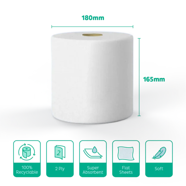 Swift Centrefeed White 150m Flat sheet - Image 3