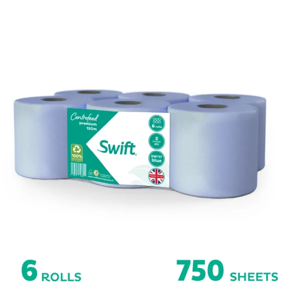 Swift Centrefeed Blue 150m Flat sheet