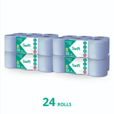 Swift Centrefeed Blue 150m Flat sheet - 24 Rolls