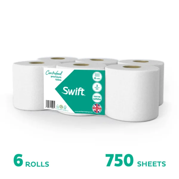 Swift Centrefeed White 150m Flat sheet
